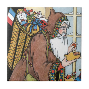 Vintage Weihnachten, Weihnachtsmann Spielzeug Holz Fliese