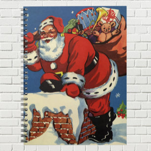 Vintage Weihnachten, Weihnachtsmann steigt den Sch Notizblock