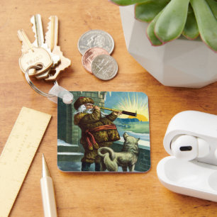 Vintage Weihnachten Weihnachtsmann Teleskop Hund S Schlüsselanhänger