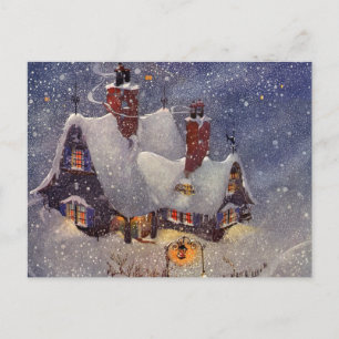 Vintage Weihnachten, Weihnachtsmann-Werkstatt Nord Feiertagspostkarte