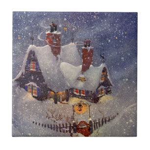 Vintage Weihnachten, Weihnachtsmann-Werkstatt Nord Fliese