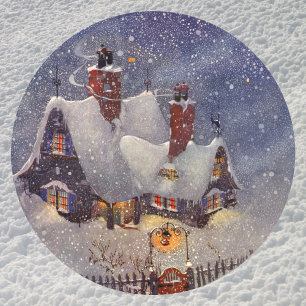 Vintage Weihnachten, Weihnachtsmann-Werkstatt Nord Runder Aufkleber