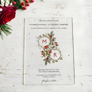 Vintage Weihnachten Winter Floral Monogramm Acryleinladungen