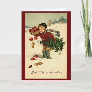 Vintage Weihnachten Winter Schnee Retro Karte