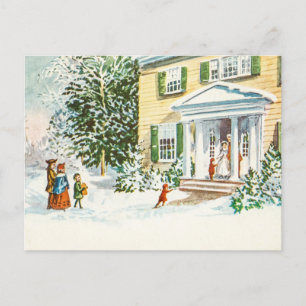 Vintage Weihnachten Winter Schnee Zurück Nach Haus