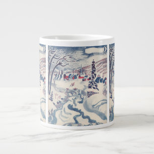 Vintage-Weihnachten, Winterdorf-Schneelandschaft S Jumbo-Tasse
