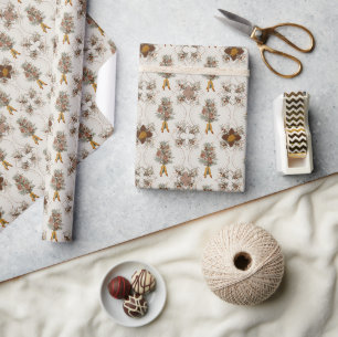 Vintage Weihnachten Winterfloristik Creme, Wei Geschenkpapier