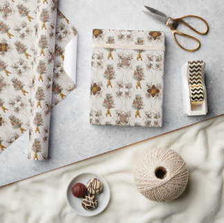 Vintage Weihnachten | Winterfloristik | Creme, Wei Geschenkpapier