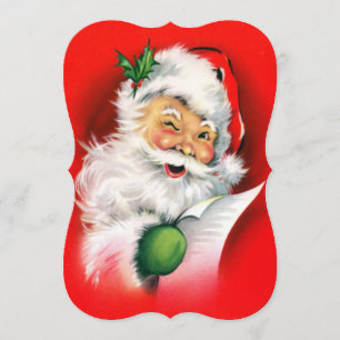 Vintage-Weihnachten zwinkernd Santa Einladung