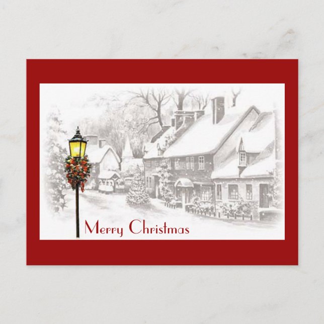 Vintage WeihnachtenStädtische Postkarte (Vorderseite)