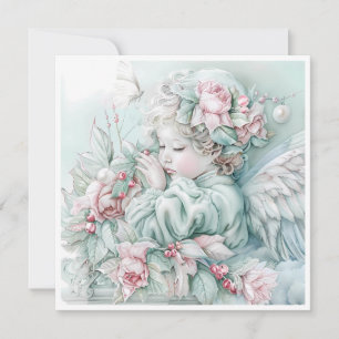 Vintage-Weihnachts-Baby-Engel-Pastell Feiertagskarte