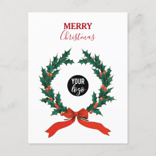 Vintage-Weihnachts-Beeren-Kranz Firmenlogo Feiertagspostkarte