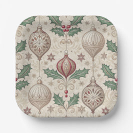 Vintage-Weihnachts-Beige-Christbaumkugel Pappteller