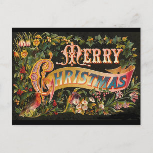 Vintage Weihnachts-Blume Feiertagspostkarte