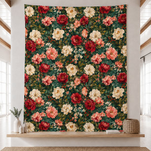 Vintage-Weihnachts-Blumen-Garten-Muster-Decke Fleecedecke