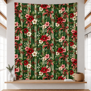 Vintage-Weihnachts-Blumen-Garten-Muster-Decke Fleecedecke