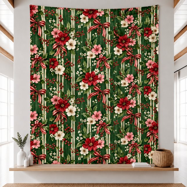 Vintage-Weihnachts-Blumen-Garten-Muster-Decke Fleecedecke (Von Creator hochgeladen)