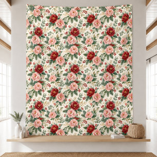Vintage-Weihnachts-Blumen-Garten-Muster-Decke Fleecedecke