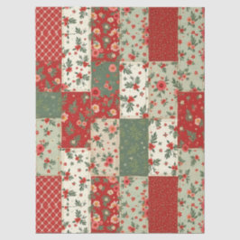 Vintage-Weihnachts-Blumen-Quilt-Muster-Dekoupage  Seidenpapier