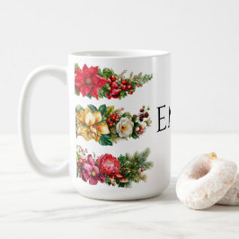 Vintage-Weihnachts-Blumen- und Beeren-Aquarell-Cli Kaffeetasse