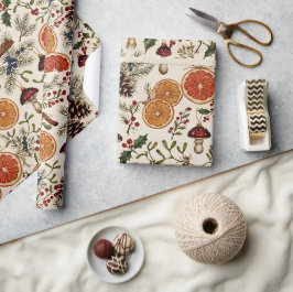 Vintage-Weihnachts-Botanik-Geschenkpapier Geschenkpapier