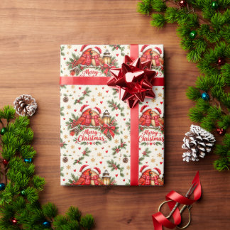 Vintage-Weihnachts-Botanik-Kardinal-Paar Geschenkpapier