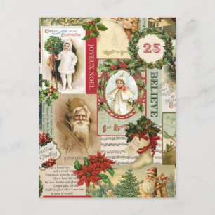 VINTAGE WEIHNACHTS-COLLAGE FEIERTAGSPOSTKARTE