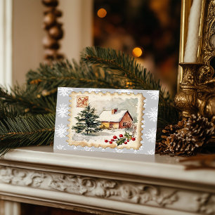 Vintage-Weihnachts-Cottage-Postleitzahl-Stempel Feiertagspostkarte