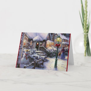 Vintage Weihnachts Cottage Schnee Szene Feiertagskarte