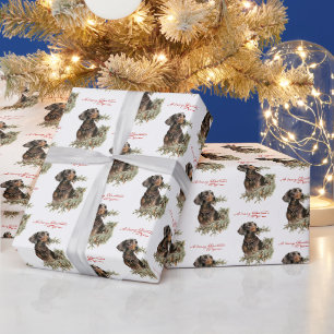 Vintage-Weihnachts-Dachshund-Welpe Süßer Retro-Hun Geschenkpapier