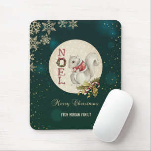 Vintage-Weihnachts-Eichhörnchen, Schneeflocken  Mousepad