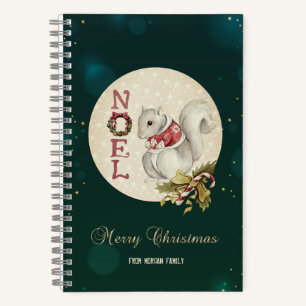 Vintage Weihnachts Eichhörnchen, Schneeflocken Notizbuch