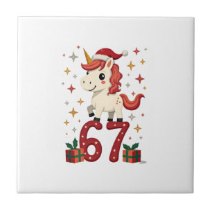 Vintage-Weihnachts-Einhorn 67 Süße Feiertags-Dabbi Fliese