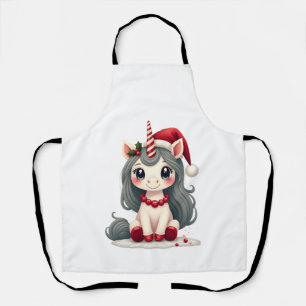Vintage-Weihnachts-Einhorn-Mädchen Süße Feiertags- Schürze