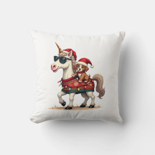 Vintage-Weihnachts-Einhorn-und-Hund-Hässlicher-Pul Kissen
