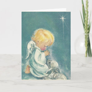 Vintage-Weihnachts-Engel im Gebet Feiertagskarte