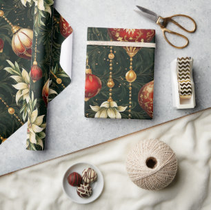 Vintage Weihnachts-Fantasie-Blumenmuster Geschenkpapier