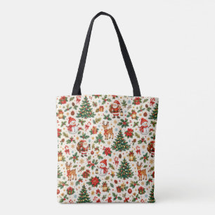 Vintage-Weihnachts-Feiertags-Muster-Tragetasche