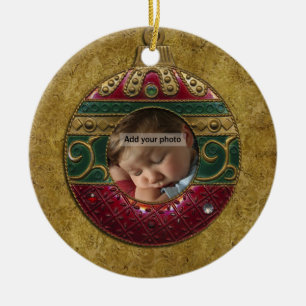 Vintage-Weihnachts-Foto-Ornament Keramikornament