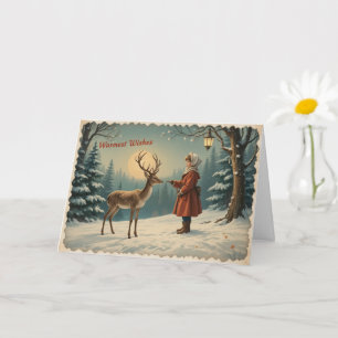 Vintage-Weihnachts-Friedliche-Schneeszene Karte