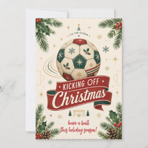 Vintage-Weihnachts-Fußball-Grußkarten Feiertagskarte