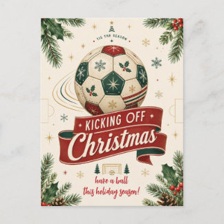 Vintage-Weihnachts-Fußball-Grußkarten Feiertagspostkarte