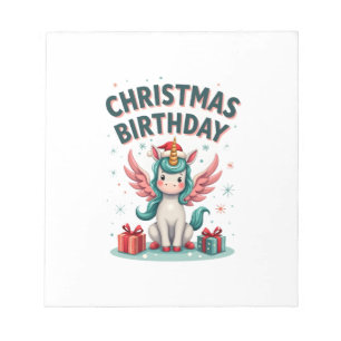Vintage-Weihnachts-Geburtstagsmädchen-Einhorn Süße Notizblock