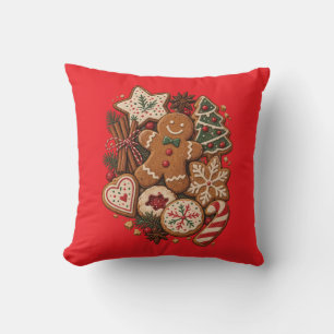 Vintage-Weihnachts-Gingerbread-Cookies und Feierta Kissen