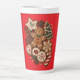 Vintage-Weihnachts-Gingerbread-Cookies und Feierta Milchtasse