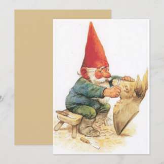 Vintage-Weihnachts-Gnom-Schnitzerei-Urlaubskarte Feiertagskarte