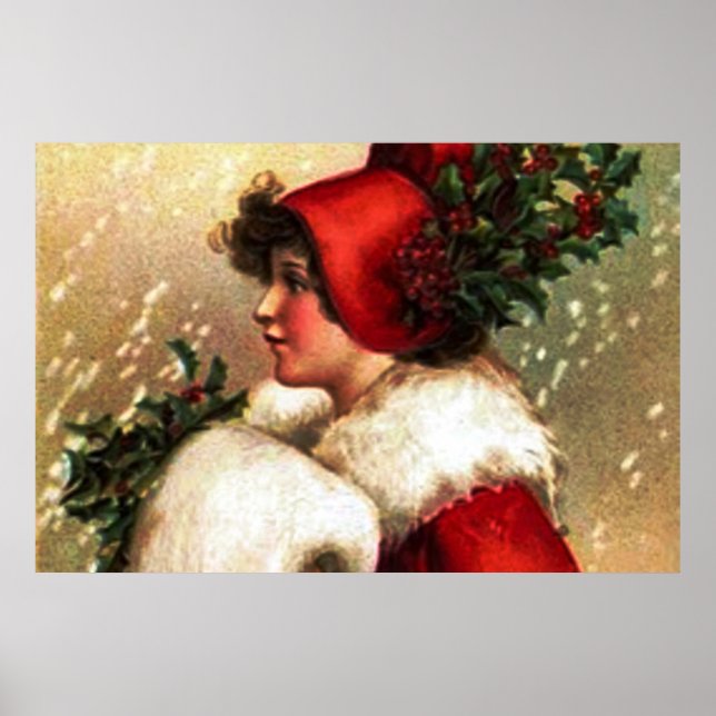Vintage Weihnachts Grüße Poster (Vorne)
