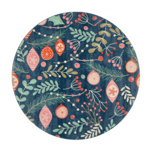 Vintage Weihnachts Hand gezogen Nahtlos Schneidebrett