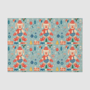 Vintage-Weihnachts-Hase, Weihnachtsbaumschmuck und Seidenpapier
