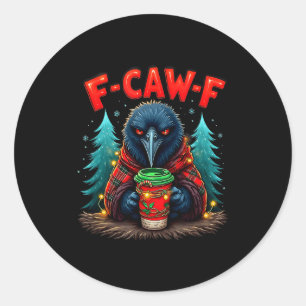 Vintage Weihnachts-Horror-Funny Schwarze Krähe F-c Runder Aufkleber